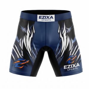 EZIXA blue and black graphic compression training shorts with white blade patterns